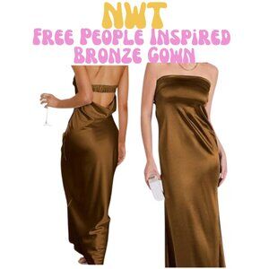NWT - FP Inspired Bronze Strapless Dress - Large